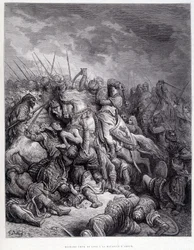 Richard the Lionheart at the Battle of Arsur - engraving by Gustave Doré