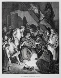 Saint Peter Denying Christ (Illustration from the Dore Bible)