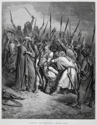 Samuel kills Agag, Illustration from the Dore Bible