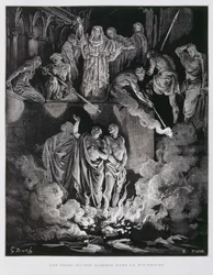 Shadrach, Meshach, and Abednego in the Fiery Furnace (Illustration from the Dore Bible)