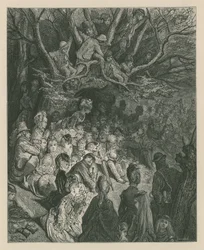 Spectators watching a boat race from a riverbank