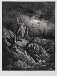 St Paul Landing at Malta (Illustration from the Dore Bible)