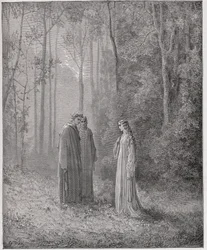The Divine Comedy, Purgatorio, Canto 5: Dante speaks with Pia de Tolomei - Illustration by Gustave Dore