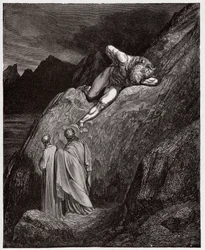 The Divine Comedy, Inferno, Canto 12: The Minotaur on the shattered cliff - by Dante Alighieri - Illustration by Gustave Dore