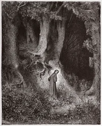 The Divine Comedy, Inferno, Canto 1: Dante in the savage wood - Illustration by Gustave Dore