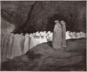 The Divine Comedy, Inferno, Canto 23: The hypocrites address Dante - by Dante Alighieri (1265-1321) - Illustration by Gustave Dore (1832-1883)