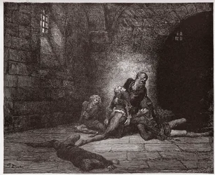 The Divine Comedy, Inferno, Canto 33: Gaddo dies before his father