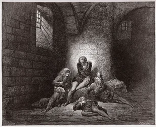 The Divine Comedy, Inferno, Canto 33: Ugolino and his sons immured and starving (Illustration by Gustave Dore)