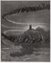 The Divine Comedy, Paradiso, Canto 18: In the sphere of Jupiter, the blessed souls circle to form letters - by Dante Alighieri - Illustration by Gustave Doré