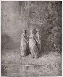 The Divine Comedy, Purgatorio, Canto 29: Charity, Hope, and Faith - by Dante Alighieri (1265-1321) - Illustration by Gustave Dore (1832-1883)