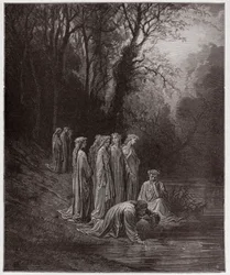 The Divine Comedy, Purgatorio, Canto 33: Dante drinks of the River Eunoe - by Dante Alighieri (1265-1321) - Illustration by Gustave Doré (1832-1883)
