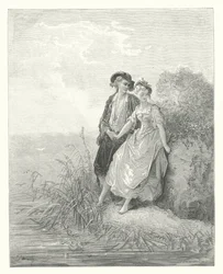 The Fables of La Fontaine: Tircis and Amaranth (engraving)