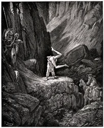 The Ingenious Hidalgo Don Quixote de la Mancha (Quixote - Quijote) by Miguel de Cervantes (1547-1616): the knight of the sad figure made cabrioles “putting naked certain things that Sancho, in order not to see them, hastened to turn around, satisfied to se
