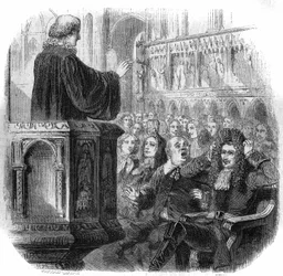 Peter 1st the Great (1672-1725), Russian tsar, wearing his hair on the mayor