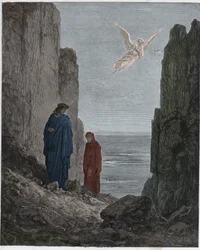 Purgatorio, Canto 19: The Poets Ascend to the Fifth Circle, Illustration from The Divine Comedy by Dante Alighieri, 1885