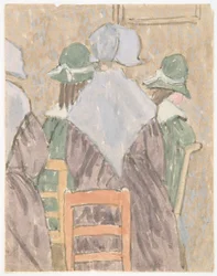Nuns and Schoolgirls Standing in Church