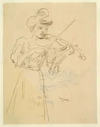 Woman Standing Playing Violin