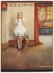 Alice and Dinah the tabby cat