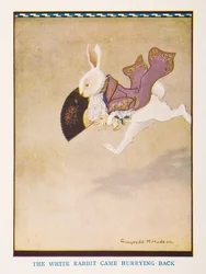 The White Rabbit came hurrying back, The nursery Alice in Wonderland retold for the nursery by Irene Pearl; the pictures by Gwynedd Hudson