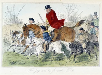 Hunting Scene, English Caricature About Fox Hunting from 