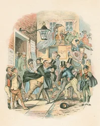 Scene from Nicholas Nickleby by Charles Dickens, 1838-1839