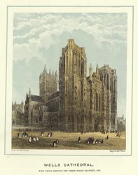 Wells Cathedral, west front showing the north porch transept, etc