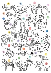 Animal Alphabet Line Art