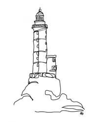 Coastal Lighthouse Line Art