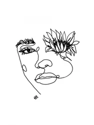 Floral Face Line Art