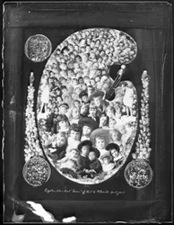1884; Eighteen Hundred Gems of British Columbia Greet You!; composite photograph made up of children