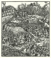 Archduke Maximilian of Austria and his army fighting the French