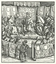 The Holy Roman Emperor Maximilian I negotiating with the Hungarians