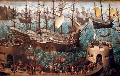 Embarkation of Henry VIII at Dover on the Galion Henri Grace a Dieu