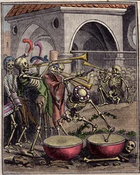Engraving of a “Dances macabre” by Hans Holbein the young (1497-1543).