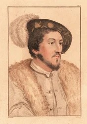 Portrait of an unknown man, court of King Henry VIII, c. 1532 (engraving)