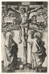 Christ on the cross between the virgin and St. John