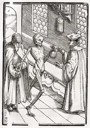 Death comes to the Doctor, engraved by Georg Scharffenberg, from 