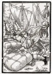 Death Comes to the Merchant, engraved by Georg Scharffenberg, from 
