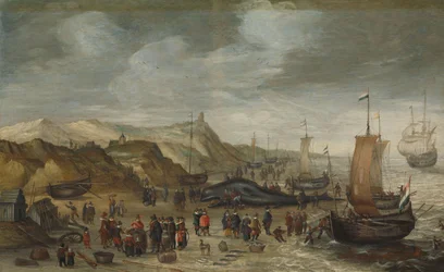 A sperm whale washed up on the beach at Noordwijk, 28 December 1614