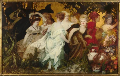 Modern Amoretti, Triptych, Left Panel, 1868