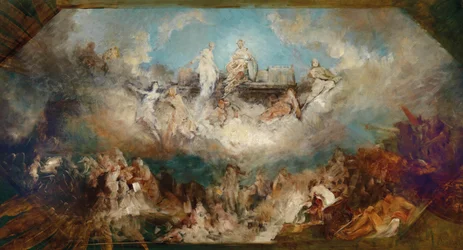 The sinking of the Nibelung treasure in the Rhine