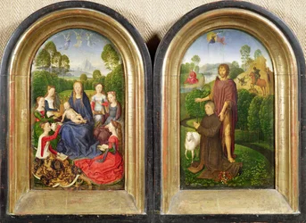 Diptych of Jean du Cellier: The Virgin and Child with Saints and the Donor Presented by St. John the Baptist, c.1490