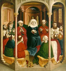The descent of the Holy Spirit Pentecost. The Wings of the Wurzach Altar, 1437