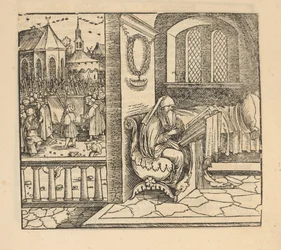 Praying Woman and Funeral Procession