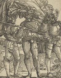 A Standard-Bearer Flanked by a Lansquenet at Each Side