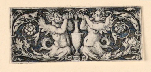 Frieze with a Vase Flanked by Male and Female Tritons