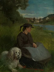 Agathe with White Dog