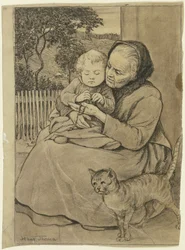 Seated Old Woman with Child