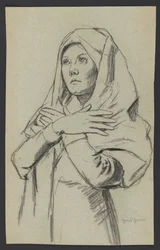 Study of a Young Woman in a Long Scarf, with Hands Crossed over Her Chest