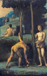Three Young Men in an Orange Grove